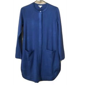 New J. Jill long sweater cardigan blue tunic top wool XS